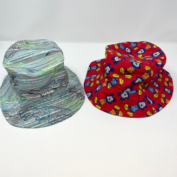 Mickey Mouse Dinosaur Toddler Boy Reversible Beach Sun Hat Bundle - Picture 1 of 6
